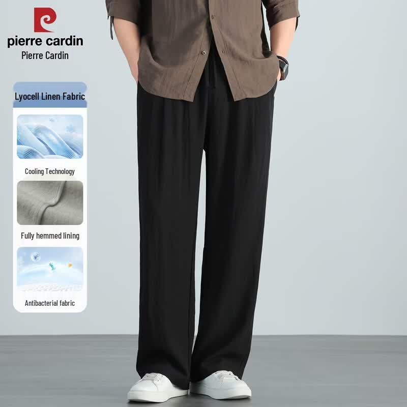 Pierre Cardin Men's Tencel Antibacterial Cooling Wide Leg Casual Pants