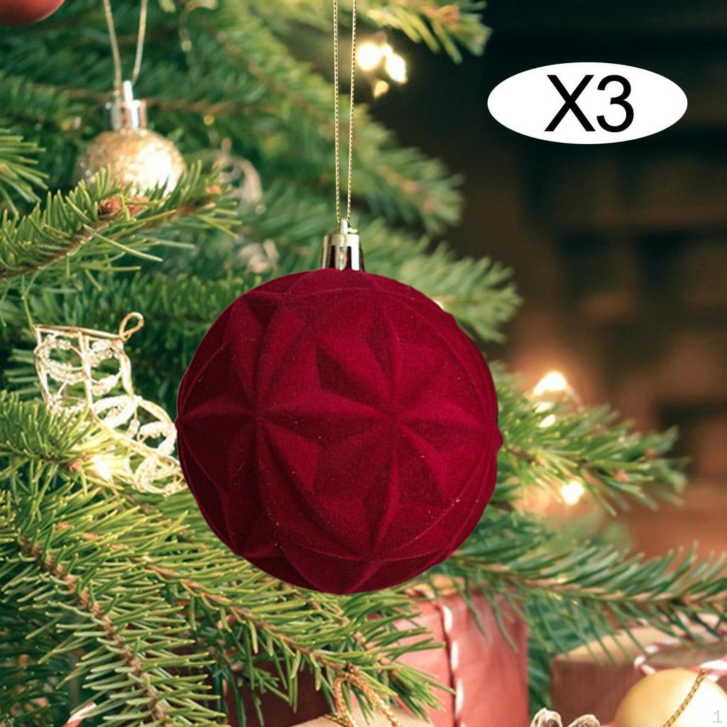 3 Pack of Flocked Christmas Baubles for Home Decor