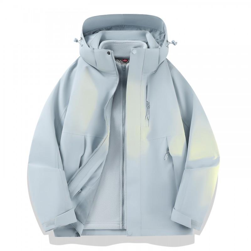 Men Women Waterproof Windproof Outdoor Shell Jacket With Removable Down Insulated Liner 3-in-1 Hooded 2-Piece Set Hiking