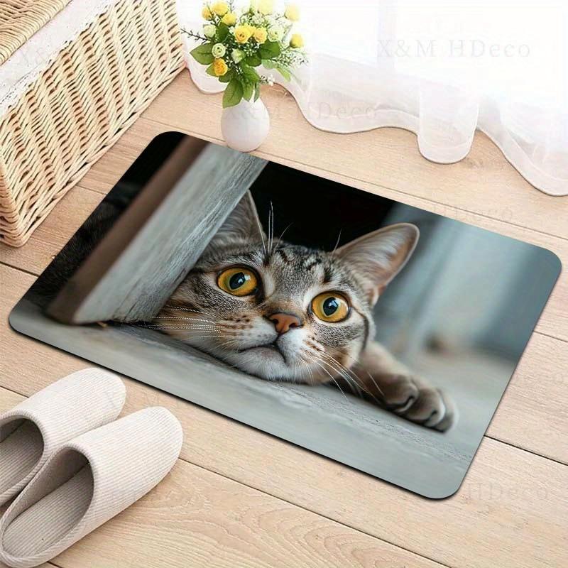 1 x Anti-Ermüdungs-Küchenteppich, verspielter Katzen-Designdruck, wasserdicht, rutschfest, dick gepolstert, Küchenmatte, strapazierfähig, bequeme Stehmatte für die Küche