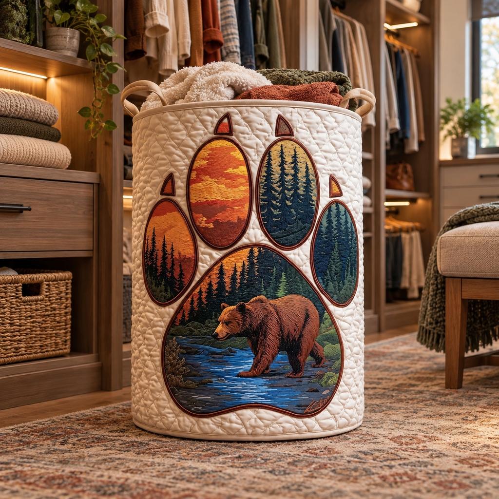 Quilted Basket, Storage Hamper for Clothes and
