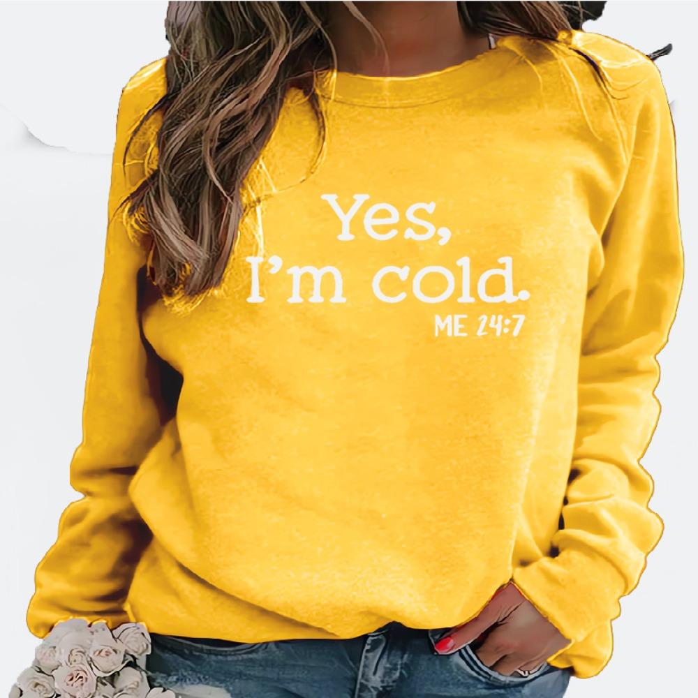 Women's Fashion Casual Fleece Hoodie Round Neck YES IM COID Printed Hoodie Boom Sweatshirt Streetwear Women Clothes Tops