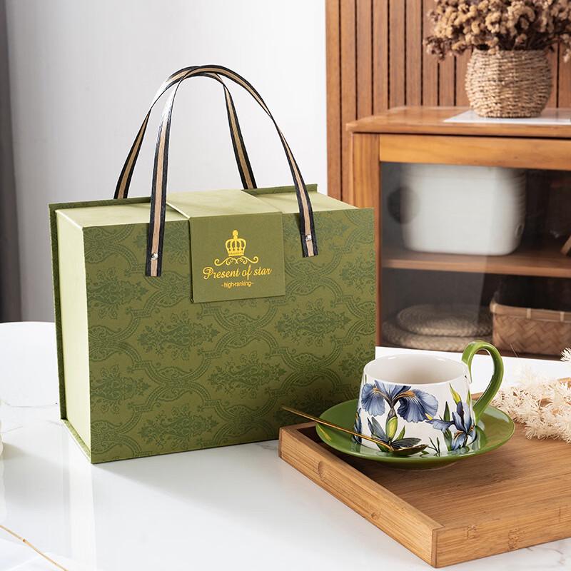 Shangqi Keramik-Kaffeetasse mit hohem Henkel & Untertasse Set