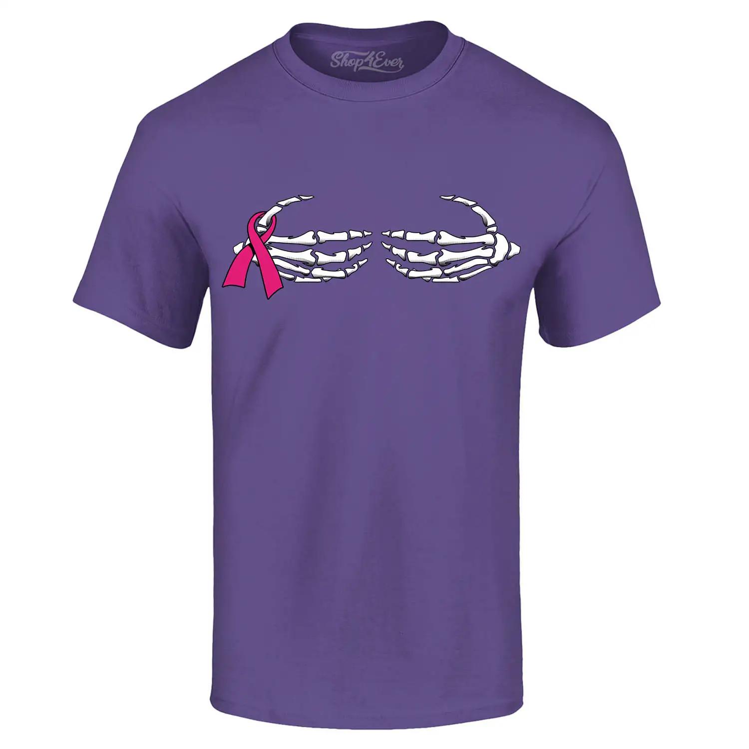 Skeleton Hands Breast Cancer Pink Ribbon T-shirt Fun Halloween Shirts S разноцветный