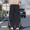 Spring and Summer New European and American Scimitar Striped Loose Black Wide-leg Casual Pants Men's Very Light Pants