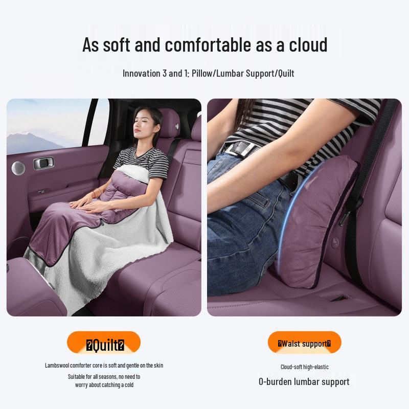 Xiaomi SU7 Winter Flannel Lumbar Pillow & Blanket: Foldable, Comfortable, Ideal for Car Use