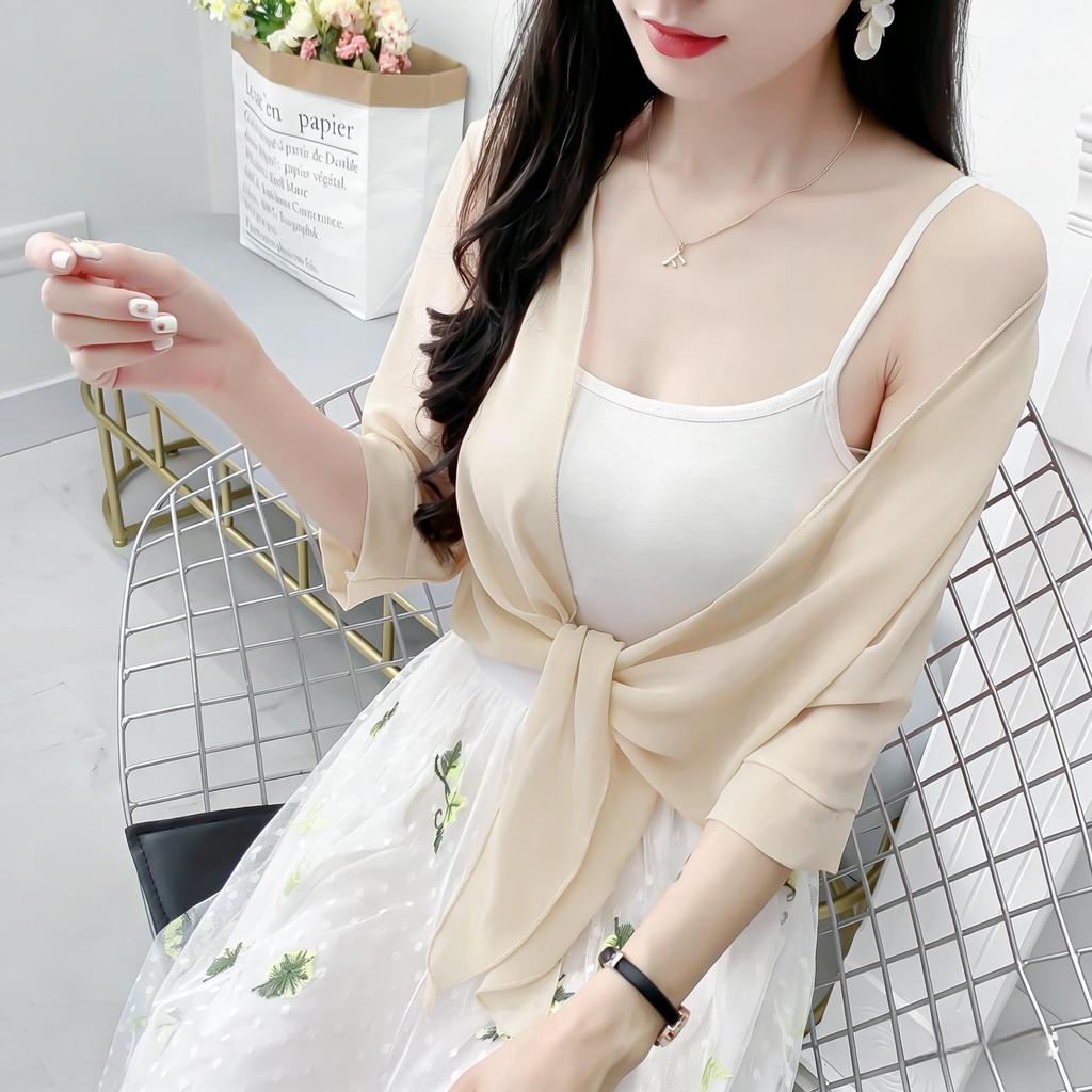 Korean Style Loose Chiffon Cardigan: Elegant Long Sleeve Summer Sun Protection