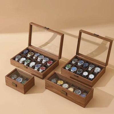 Walnut Wood Grain Soft Pillow Watch Box - High-End Leather Display for Men's Watch Collection