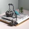 Zinc Zinc Alloy Craft Crane Incense Holder Crane Shape Antique Hanging Incense Tray  Office