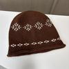 Fair Island jacquard crimped knitted hat women's autumn and winter stacking hat versatile face small cold hat loose wool hat