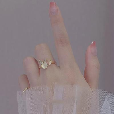 Shiny  Butterfly Zircon Rings For Women Girls Minimalist Adjustable Ring