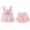 2Pcs Sanrio Hello Kitty Two Piece Pajama Set Sleeveless Vest Shorts Thin Lightweight Summer Girls Baby Homewear Fashionable