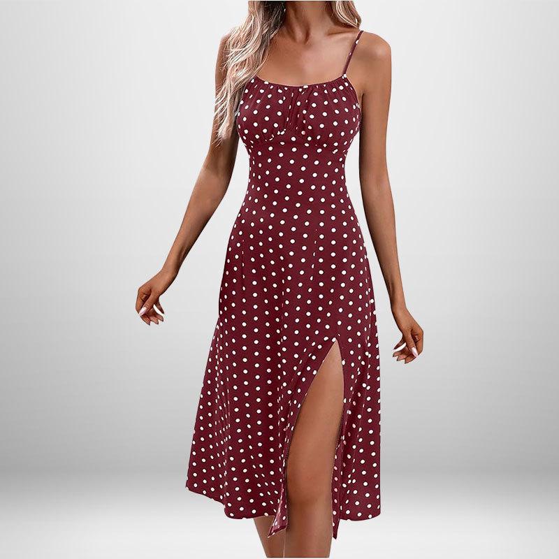2026 Spring Collection: Women's Printed Camisole Slit Long Dress - European & American Style