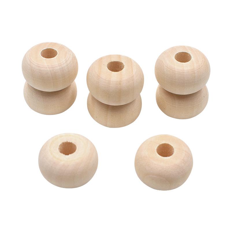 20pcs 20x12MM Natural Wooden Beads DIY Supplies for Crafts Making Handmade Jewelry Decor Round Wood Beads for Wedding Ornaments