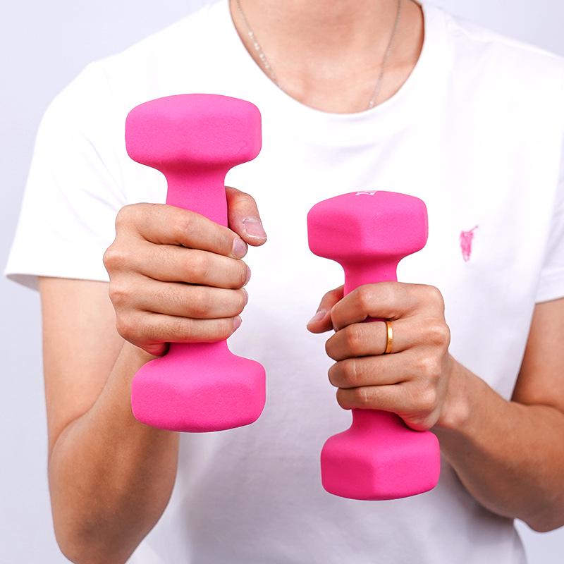 Sexkantig Frostad Plastbelagd Gjutjärns Hantel för Kvinnors Fitness