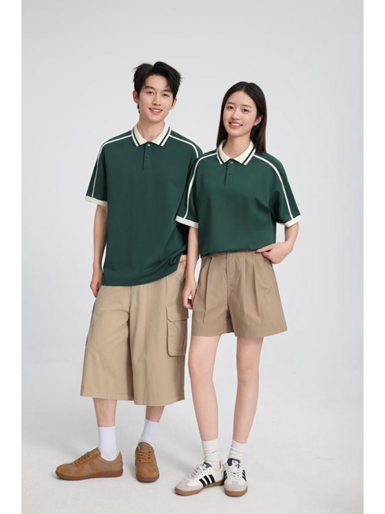 Trendy Color-Block Collar Polo: Unisex Casual Woven Tape Workwear - DIY Customizable