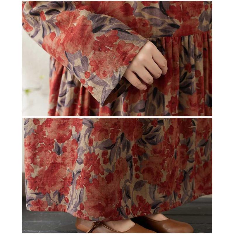 Round Neck Long Sleeve Loose Literary Vacation Style Plus Size Skirt