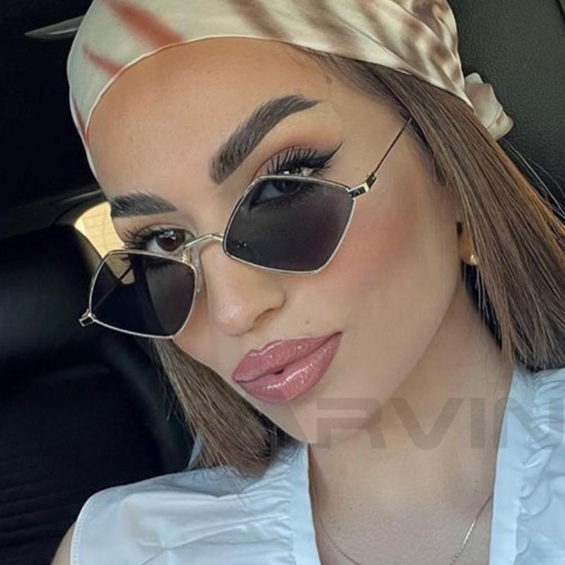 Punk Sunglasses Women Men Brand Designer Small Rhombus Sun Glasses Ladies Metal Frame Driving Eyewear Mujer