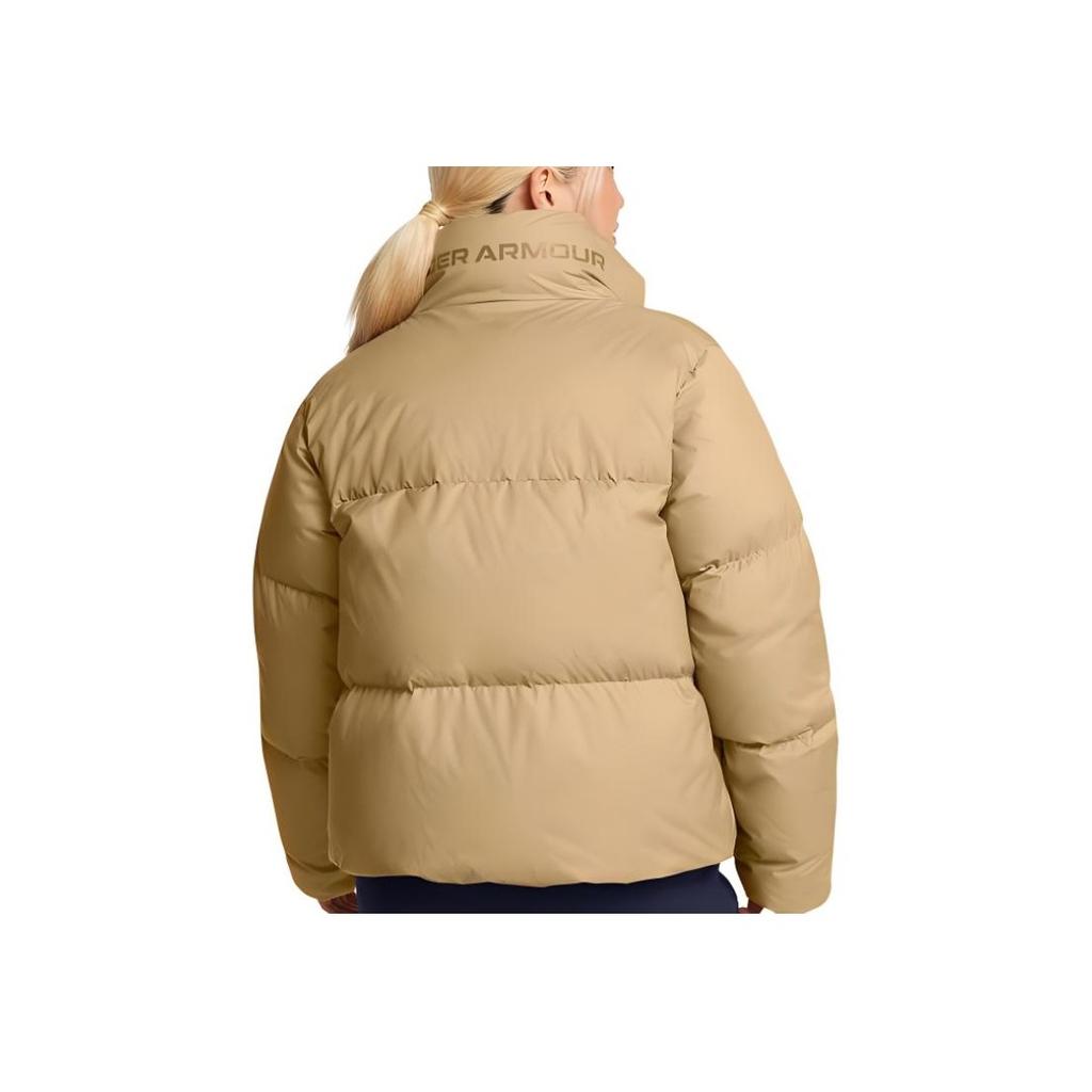 Under Armour UA Limitless Solid Color Stand Collar Comfortable Soft Jacket Down Coat Women Jackets Camel-Brown 1384648-263