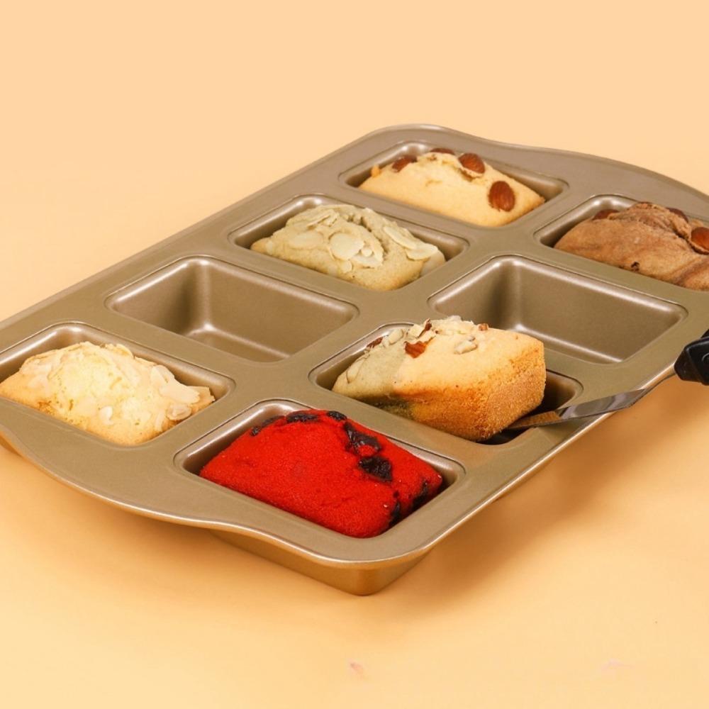 8-Cavity Mini Loaf Pans Carbon Steel Baking Mold Reusable Brownie Pan  Kitchen Accessories