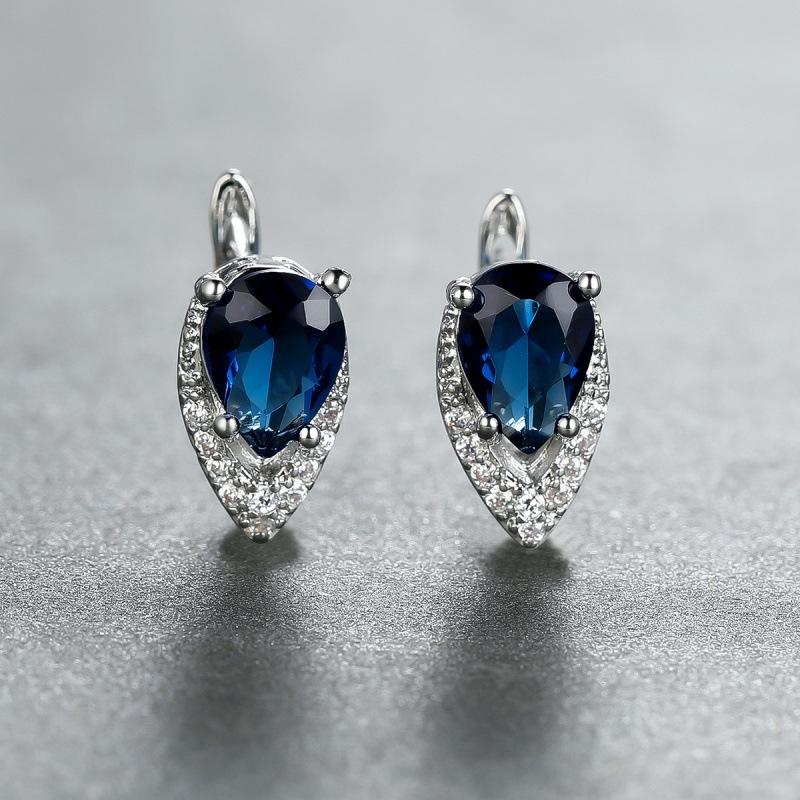 New drop-shaped emerald zircon plated champagne gold ear buckle wedding earrings women's jewelry