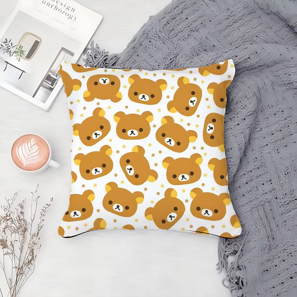 Cute R-Rilakkumas-MT Warmth Companionship Pillow Case Printing Pillowcase Living Room Sofa Cushion Cover Bedroom Room Decor