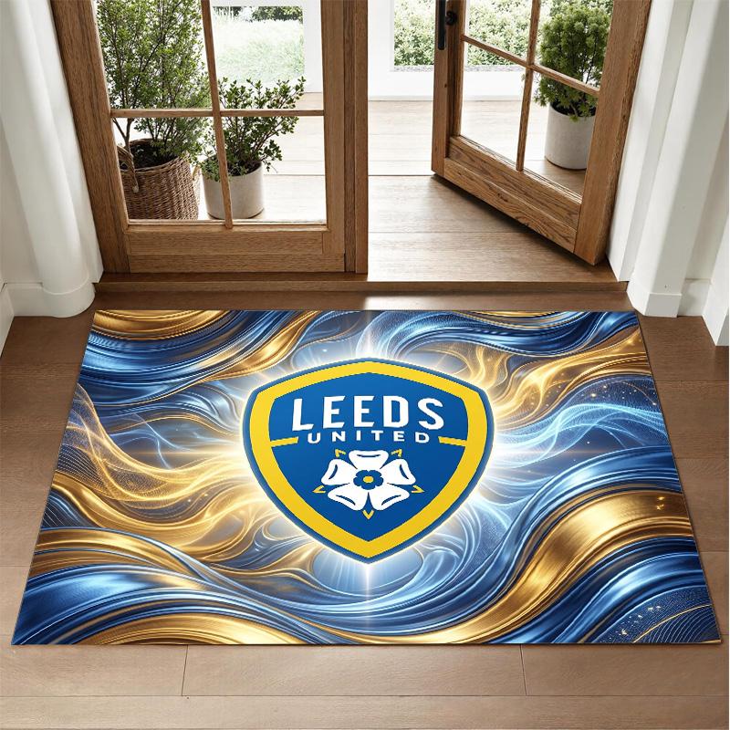 Leeds United Football Design Crystal Velvet Rug Soft Decorative Mat for Bedroom Entrance