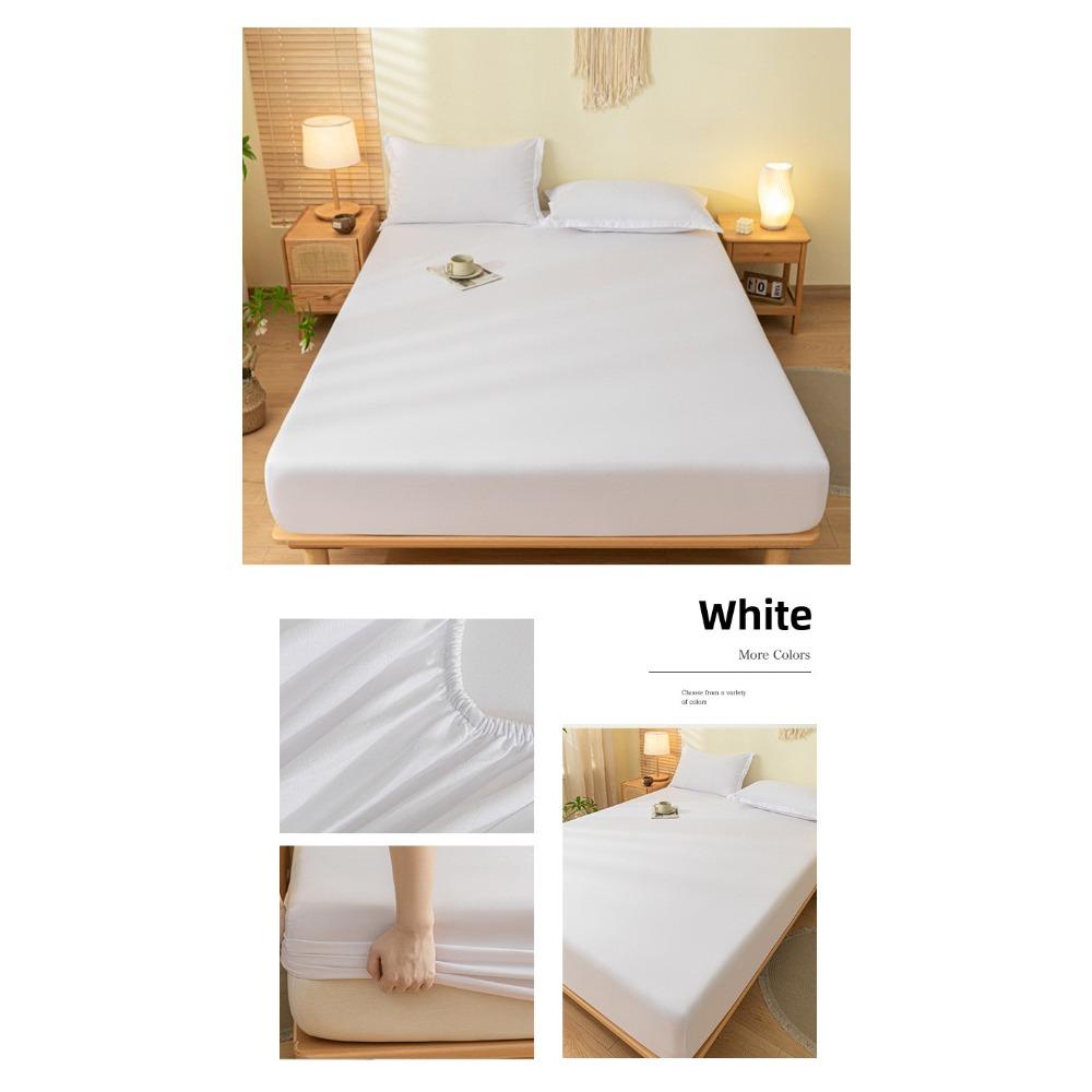 Brushed Washed Cotton Fitted Sheet, All Seasons Full Wrap Mattress Protector Cover with Pillowcase, Dustproof Anti-Dirty Bed Linen