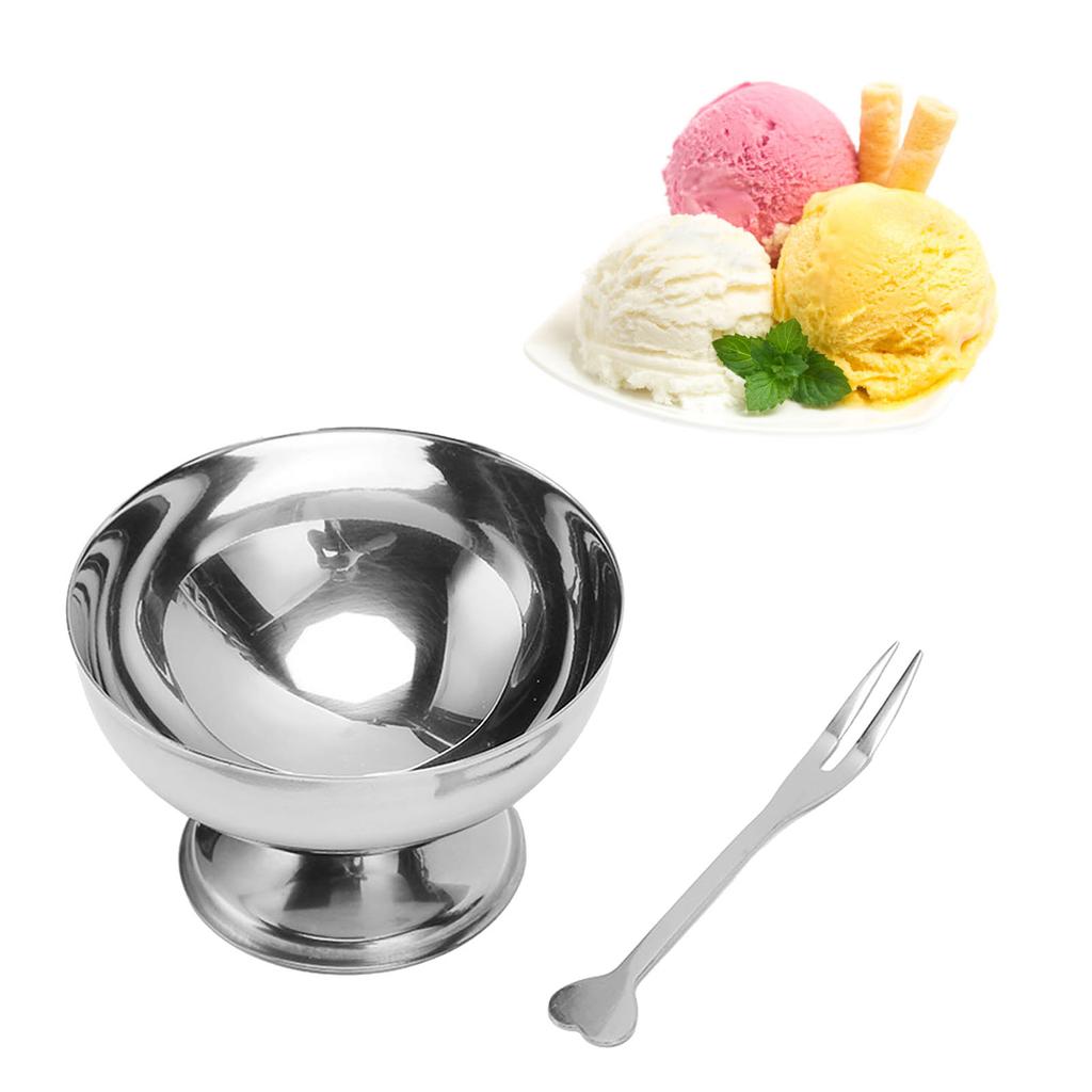 1 Set Stainless Steel Ice Cream Cup Delicate Reusable Ice Cream Bowl for Dessert Salads Pudding