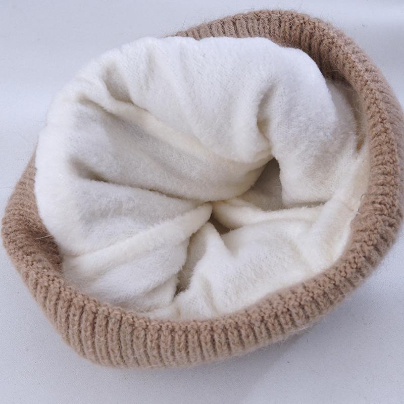 New Warm Rabbit Wool Knitted Hat for Women for Women Korean Style Versatile Plus Velvet Thickened Face with Small Windproof Ear Protection Wool Hat