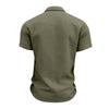 Camicia da lavoro a maniche corte da uomo con due tasche in cotone e lino per uso casual quotidiano