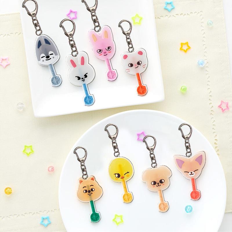 Stray Kids SKZOO Lollipop Acrylic Keychain, Cartoon Character Cute Candy Charm Key Ring, Kpop Fan Merchandise Bag Accessories Gift for STAY