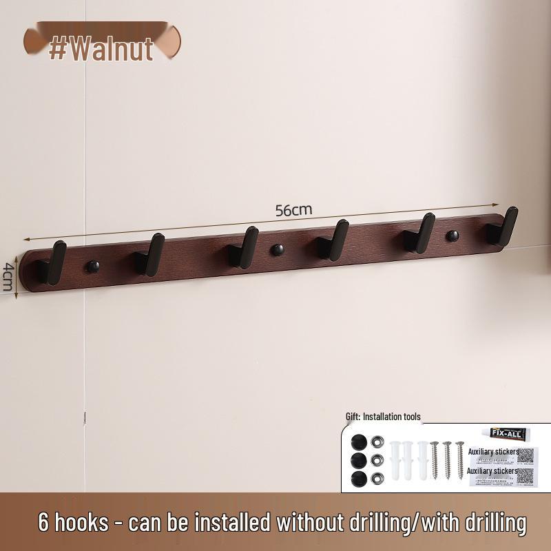 Walnut No-Drill Wall-Mounted Hook – Solid Wood Multi-Purpose Hook for Bedroom, Kitchen, Bathroom, and More.