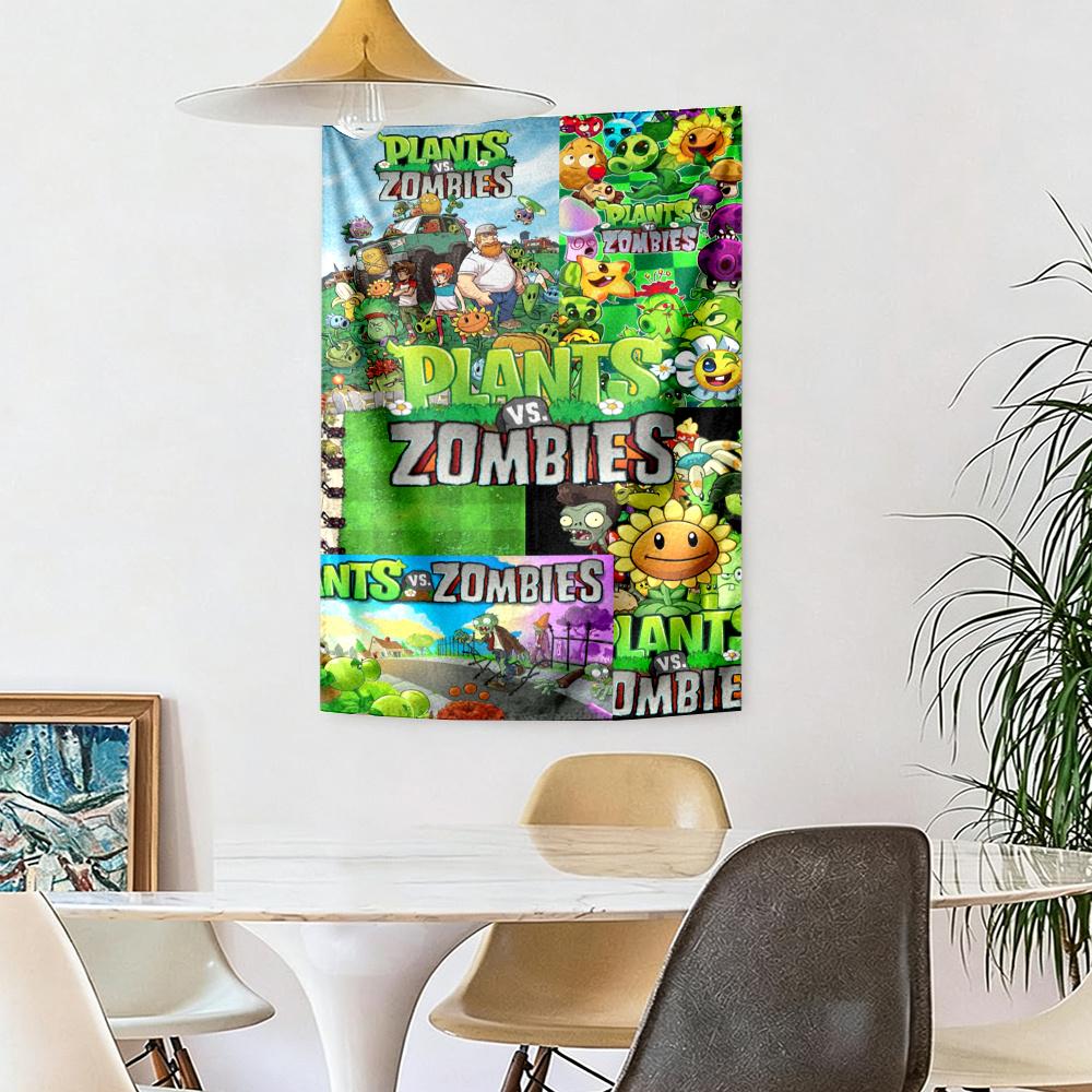 Plants Vs Zombies Aesthetic Tapestry Rustic Farmhouse Great For Reading Corner Dorm Wall Bedroom Four Seasons Vintage Wall Art