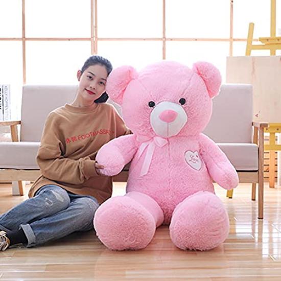 MIXUS Urs de pluș mareUrsuleț de plușPernă de pluș îmbrățișabilăJucărie de pluș extra mareCadouSărbătoareDecor magazinCadou pentru copiiCadou de ziua de naștere (Roz, 120 cm)