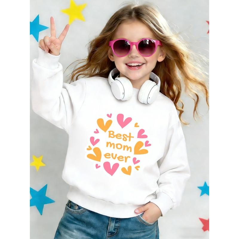 Mother'S Day Print Pattern Girls' Round Neck Sweatshirt 0-3 Years Comfortable And Durable Best Choice for Baby Outdoor