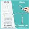 RONAVO New Upgraded Metal Tongue Scraper with Dual Scraping Heads - Helps Eliminate Bad Breath and Improve Oral Hygiene