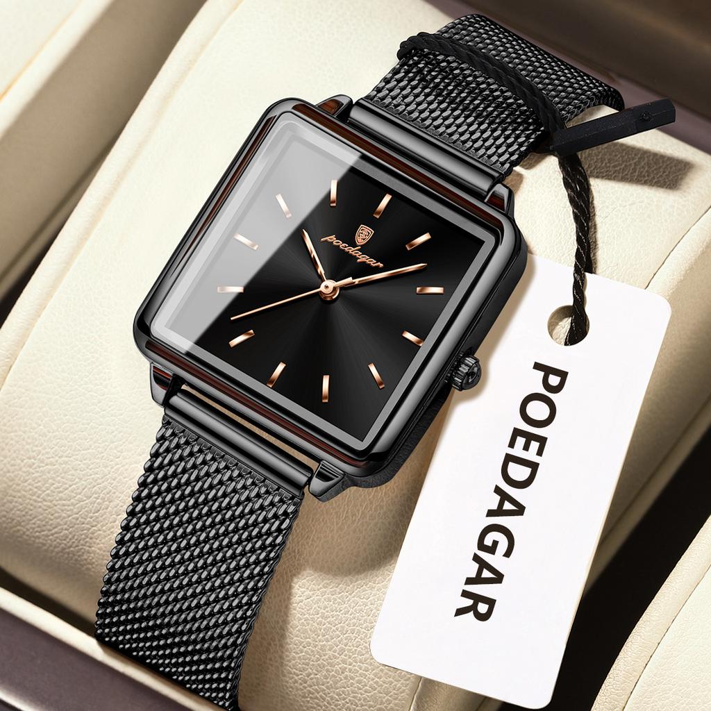 Top Brand New Women's Watch Small Square Watch Ultra-thin Fashionable Quartz Mesh Belt Watch