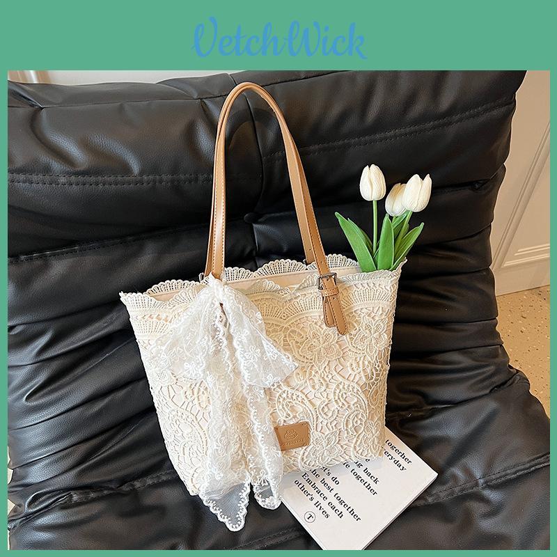 Soft Lace Edged Bag For Women Summer Casual Large Capacity With Inner Organizer