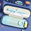 Astronaut Pencil Case for Kids Large Capacity Space Theme Pencil Pouch with Rocket Print Waterproof Thick Canvas Stationery Bag for Boys Girls