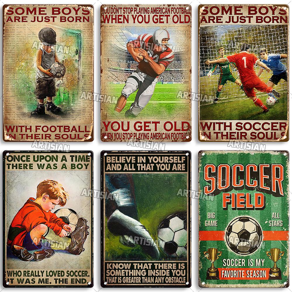 Artisian Football Metal Sign Sport Retro Tin Poster Vintage Decorative Plate Wall Decor Garage Bar Pub Club Hotel Cafe Kitchen