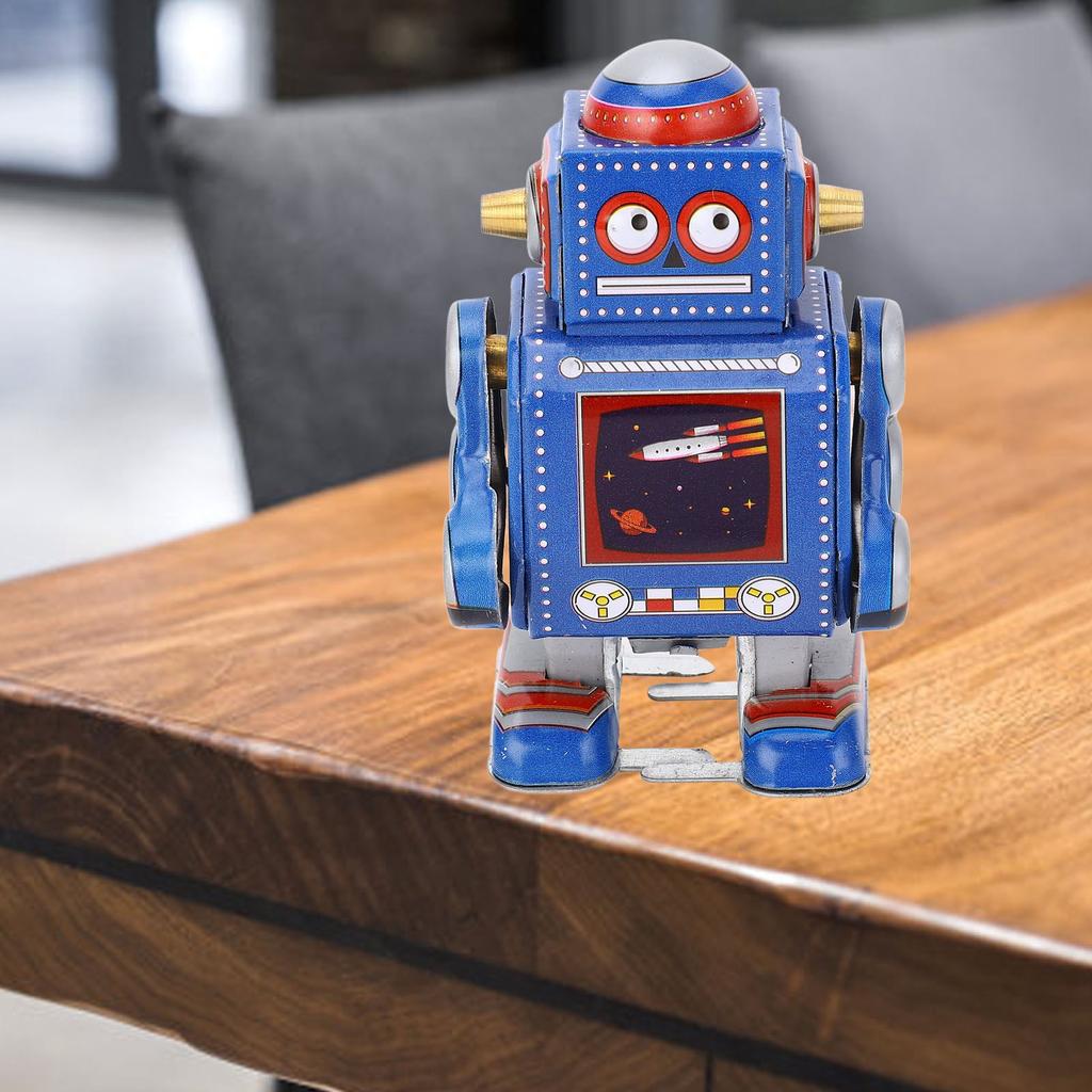 Wind Up Robot Toy Hand Made Decorative Vintage Clockwork Robot Toy Interesting Wind Up Iron Toy for Cafe Bar Restaurant