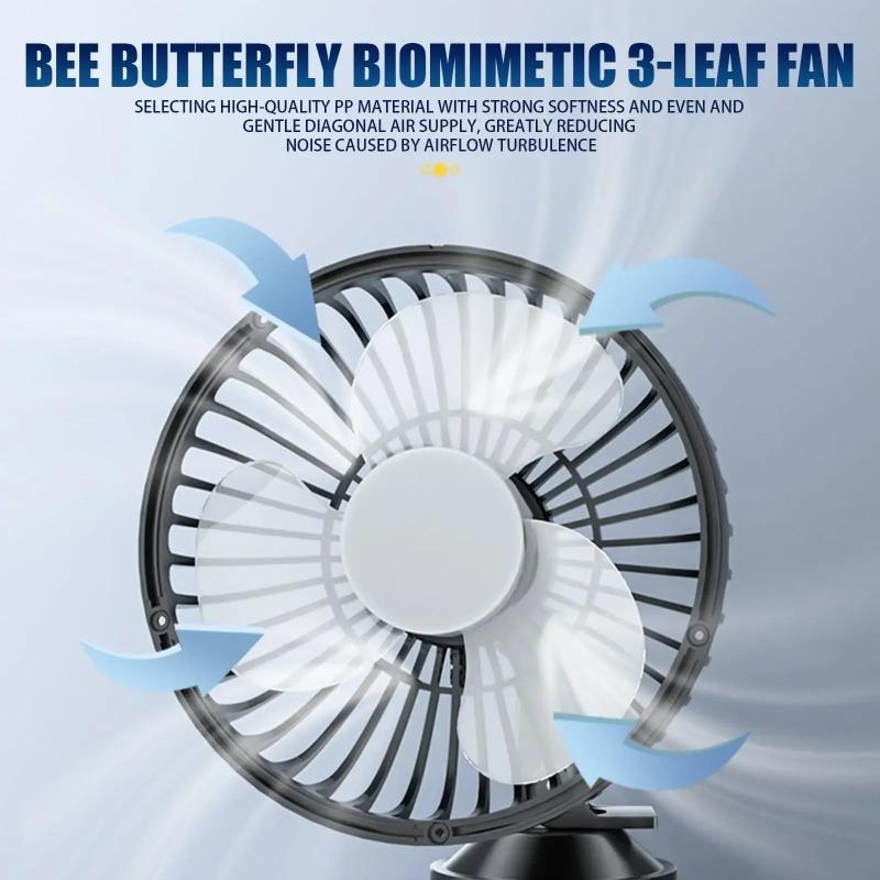 3-Speed Car Fan 360° Rotatable USB Cooling Fan Interface Low Noise Control Powerful Suction Cup Car Fan Summer Car Accessorie