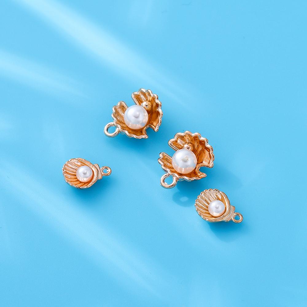 10Pcs Ocean Starfish Shell Charms With Imitation Pearl Pendants For Necklace Bracelet Pendants DIY Jewelry Making Accessories