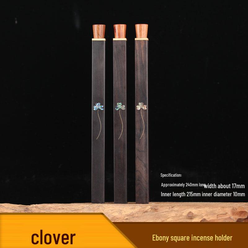 Ebony and Shell Inlaid Sandalwood Agarwood Incense Holder - Wooden Portable Square Design