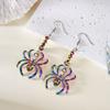 Colorful Rhinestone Spider Dangle Earrings for Women Light Luxury Shiny Crystal Spider Earrings Halloween Party Jewelry Gifts