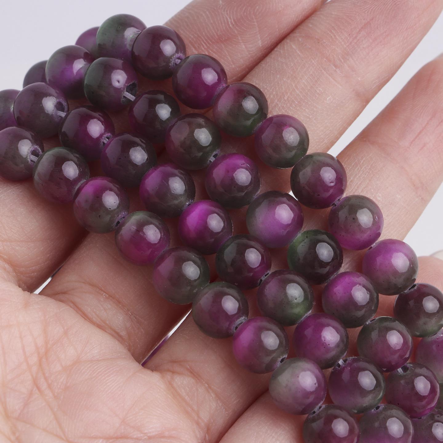 8mm Two-Tone Gradient Cat Eye Glass Beads for DIY Jewelry