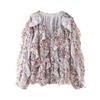 Camisa Casual con Volantes para Mujer Tops Holgados con Cordones y Aberturas en V Blusas de Primavera Ropa para Mujer