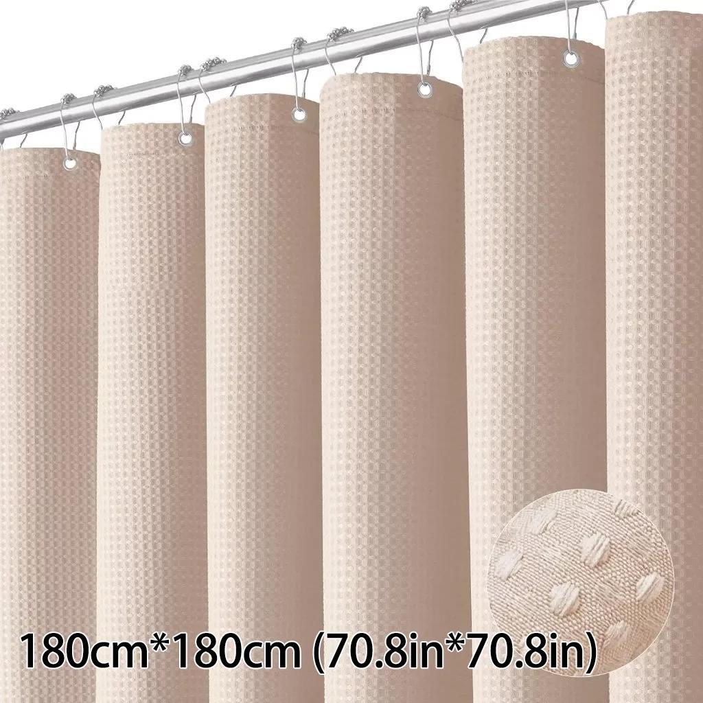 1pcs 180cm*180cm Thickened Waffle Solid Color Shower Curtain Waterproof Mildew Resistant Bathroom Partition Curtain 180*180cm