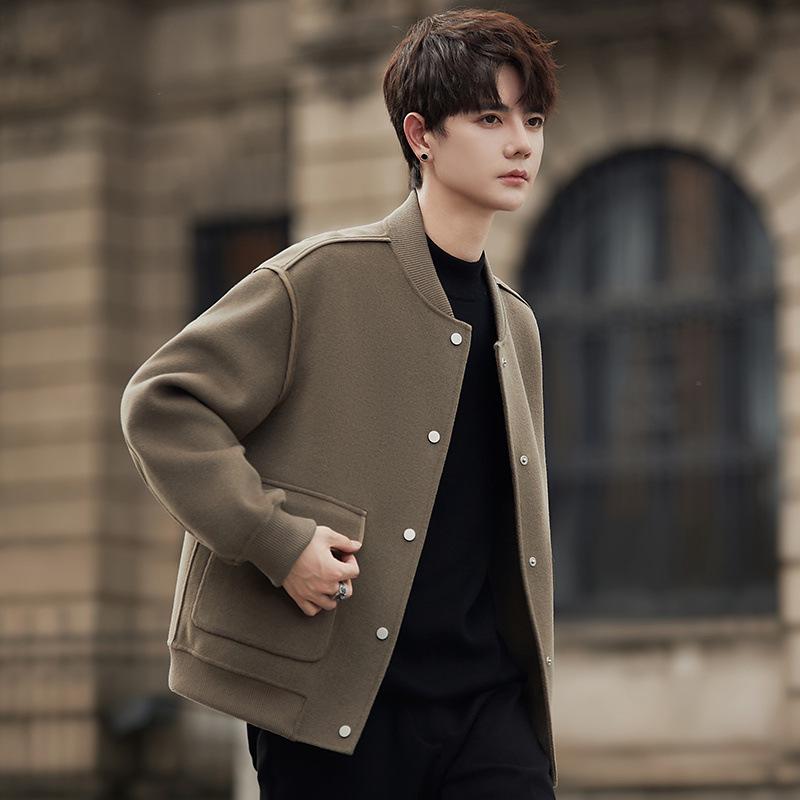 Wool jacket men's spring and autumn double-sided jacket single-breasted short top coat